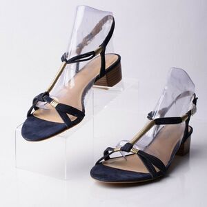Talbots Peyton2 Womens Blue Suede T-Strap Sandals Sz 11 Open Toe Slingbacks New